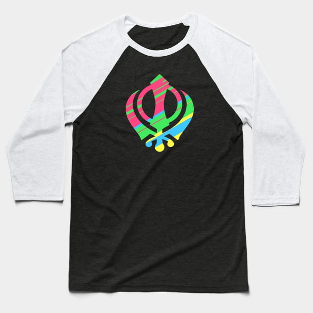 BEAUTIFUL KHANDA SYMBOL - Colorful Khanda Baseball T-Shirt by PUNJABISTYL